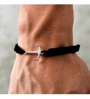 Gümüş Çapa Bileklik 925 Ayar Gümüş Çapa Figürlü İp Örgü Unisex Bileklik