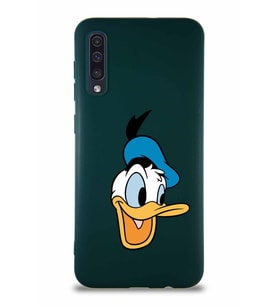 Samsung Galaxy A50S Soft Premier Kapak Donald Duck-A Tasarımlı Silikon Kılıf - Yeşil (Şeffaf)