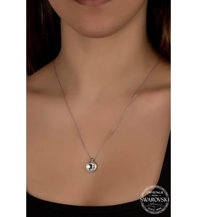 Swarovski Crystal Kadın 10 mm Çerveli Gümüş Kolye