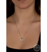 Swarovski Crystal Kadın 10 mm Çerveli Gümüş Kolye