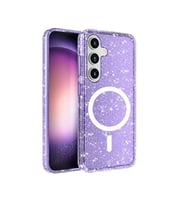 Coverzone Samsung Galaxy S25 Plus ile uyumlu Parlayan Simli Saydam Renkli Magsafe ile uyumlu W?reless ?arj �zellikli Z- Allstar Galaxy S25 Plus i�in Kapak Mor