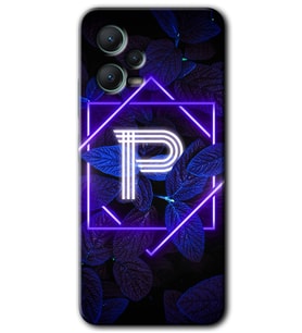 Redmi Note 12 5G Kılıf HD Desen Baskılı Kılıf - Dark Neon Yaprak P Harfi