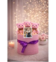 Kişiye Özel Fotoğraflı Peluş Ayıcık Buketi