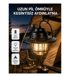 Mey İthalat® Outdoor Retro Kamp Işığı Uzun Ömürlü Pil Taşınabilir Suya Dayanıklı