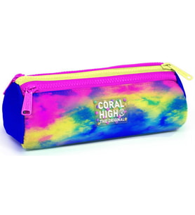 Coral High Renkli Batik Üç Bölmeli Kalem Çantası - Kız Çocuk