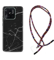 Xiaomi Redmi Note 7 8 9 Pro 10 2022 10 Pro 10S Kılıf Boyun Asklı Rasta Silikon Siyah Mermer 1299