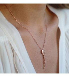 Zirkon Taşlı Sallantılı Balık Rose Gold Kaplama Gümüş Kolye