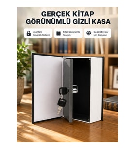 Mey İthalat® Sözlük Görünümlü Gizli Kitap Kasa – Anahtarlı Metal İç Kasa, Kompakt Boyut, Şık ve Güve
