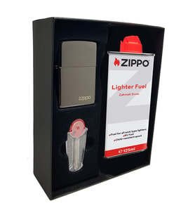 Zippo Çakmak Parlak Siyah Hediyelik Kutu Benzin Taş Set du10-2475