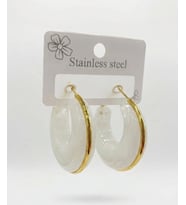 Beyaz Marble Gold Halka Küpe