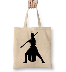 Star Wars Rey Galaxy Silhouette Cut Out 02 Bez Çanta Uzun Saplı