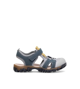 Elit ŞA-F-041-25Y Filet Erkek Çocuk Düz Sandalet Lacivert - Gri (Lacivert-Gri)