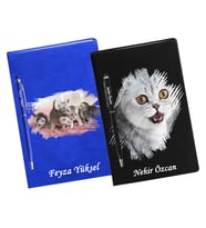 Kişiye Özel Kedi Tasarımlı İkili Defter Kalem Hediye Seti
