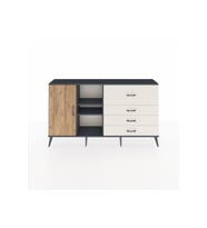 Arges Konsol 4 Raflı 4 Çekmeceli Tek Kapaklı  176x30x99 Antrasit-Çam/Aytaşı