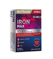 Nutraxin Iron Max 17 Mg 30 Tablet - Gentle Iron, Vitamin C, B12, B6, Folik Asit