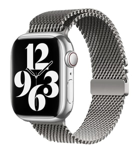Apple Watch 10/11 42mm-38/40/41mm Kordon Titanyum Kelebek Klipsli Milano Loop 12 (Gri)