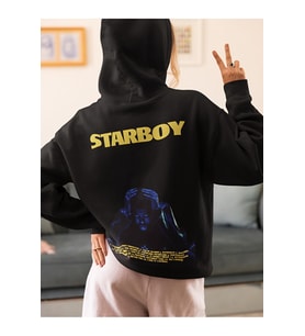 The Weeknd Starboy Baskılı Unisex Oversize Rapper Hoodie