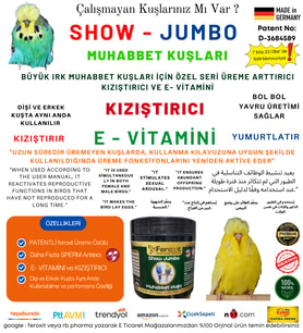 Show-Jumbo-Kızıştırıcı -E vitamini-Üreme Arttırıcı Muhabbet Kuşlarına Özel Seri 100 Gr
