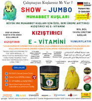 Show-Jumbo-Kızıştırıcı -E vitamini-Üreme Arttırıcı Muhabbet Kuşlarına Özel Seri 100 Gr