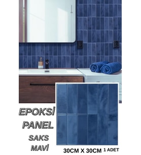 30cm×30cm Saks Mavi Epoksi 1 Adet 3D Yapışkanlı Duvar Paneli Kağıdı Sticker Mutfak Banyo Salon Ofis