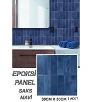 30cm×30cm Saks Mavi Epoksi 1 Adet 3D Yapışkanlı Duvar Paneli Kağıdı Sticker Mutfak Banyo Salon Ofis