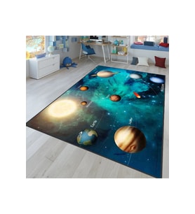 Rovigo Home Dijital Baskı Yıkanabilir Kaymaz Taban Çocuk Halısı RVG4056 (Mavi)