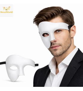 Beyaz Yarım Erkek Maske – Phantom Parti &amp; Balo Maskesi