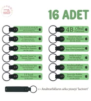 Babaya Sürpriz Olarak Verilecek, 16'lı Set, Anlamlı Hatıra Yazılı Deri Anahtarlık, F Yeşil & Laci (Fıstık Yeşili)