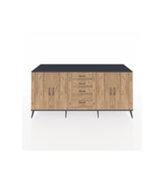 Kronos Konsol 2 Raflı 4 Çekmeceli 4 Kapaklı 220x59x99 Antrasit-Çam/Çam