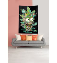 Siyah Rick and Morty Leke Tutmaz Kadife Kumaş Duvar Örtüsü Duvar Halısı Tapestry (Yeşil-Siyah)