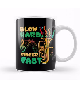 Blow Hard Finger Fast Funny Saxophone Musician Pun Kupa Bardak Porselen