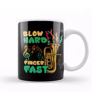 Blow Hard Finger Fast Funny Saxophone Musician Pun Kupa Bardak Porselen