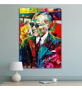 Suluboya Efektli Atatürk Makam Panosu Mustafa Kemal Kanvas Tablo (8 Farklı Ölçü)