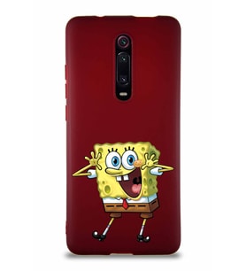 Xiaomi Mi 9T Soft Premier Kapak Sünger Bob Tasarımlı Silikon Kılıf - Mürdüm (Şeffaf)
