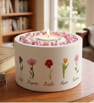 Kişiye Özel Dekoratif Beton Saksıda Tealight Mum (1-5 İsim Seçeneği)