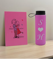 BK Gift Sevgiliye Özel İsimli Pembe Defter ve Cam Matara Hediye Seti-10, Sevgiliye Hediye, Sevgililer Günü, Yeni İş Hediyesi