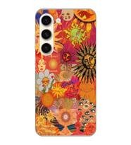 Samsung Galaxy S23 Uyumlu Vintage Kolaj Desenli Şeffaf Telefon Kılıfı
