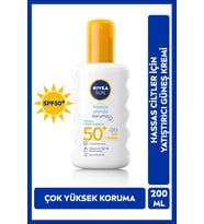 NIVEA SUN SPF50 Anında Güneş Koruyucu Sprey 200ml, Hassas Ciltler İçin Yatıştırıcı, UVA UVB Koruması