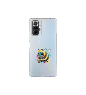 Redmi Note 10 Pro 5G ile uyumlu Splash arı tasarımlı şeffaf silikon kılıf