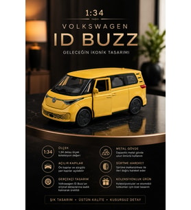 Volkswagen ID Buzz 1:34 Sarı Metal Diecast Çek Bırak Model Araba