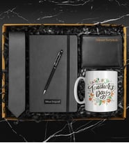 Öğretmenler Gününe Özel Termo Siyah Defter & Özel Tasarım Kupa & Exclusive Kravat & Kalem & Cüzdan Hediye Seti