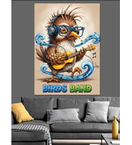 Kuş Bandosu Ve Gitarçı Kuş Dekoratif Kanvas - Mdf Ahşap Tablo