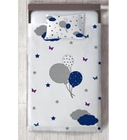 MEKTA HOME BEBEK VE ÇOCUK ODASI Kelebekli Balon Desenli Yatak Örtüsü