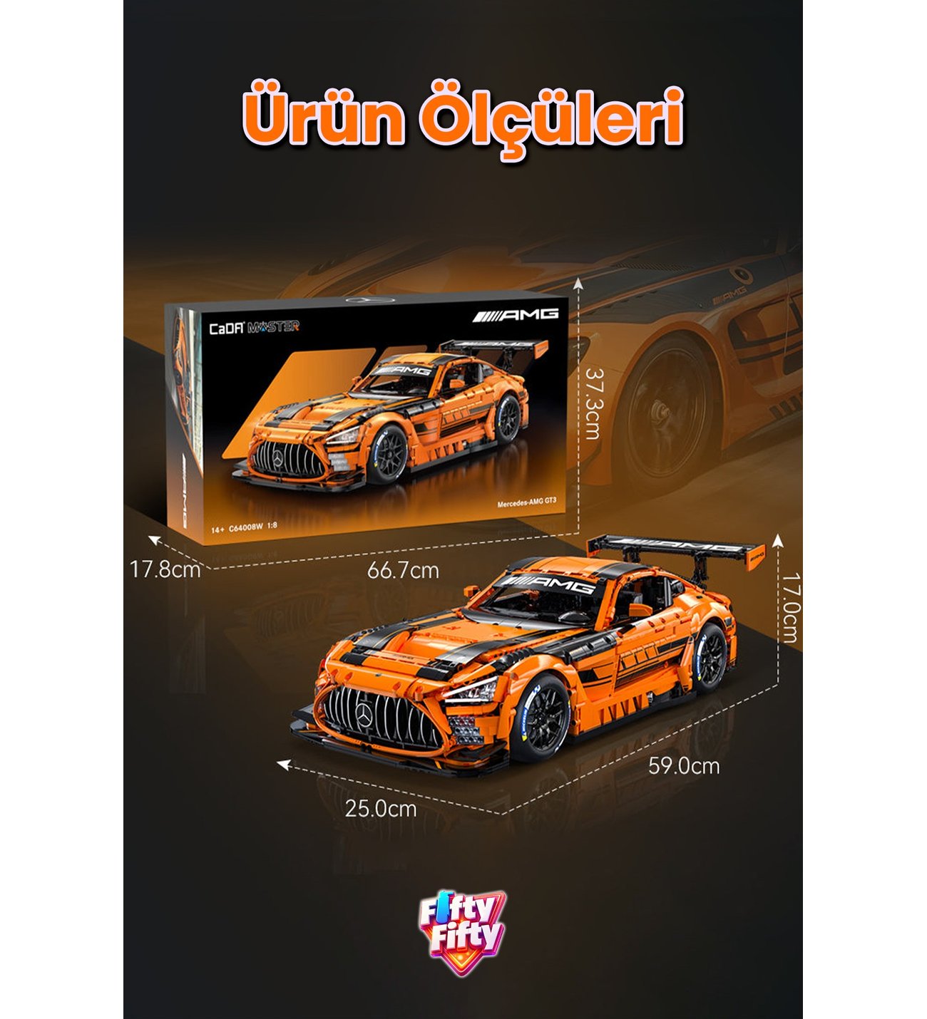 CaDA Master 1:8 Mercedes-AMG GT3 C64008W – 5466 Parça Premium