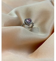 925 Ayar Gümüş Kalp Yüzük (Pembe)