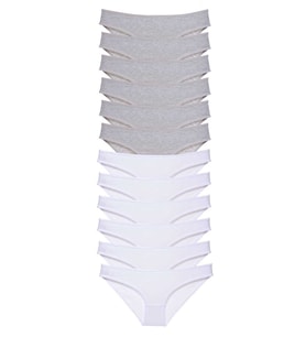 12 adet Süper Eko Set Likralı Kadın Slip Külot Gri Beyaz
