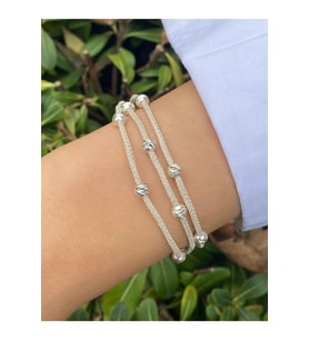 Gümüş Kazaziye Üçlü Zincir Bileklik : Gümüş - 21 cm
