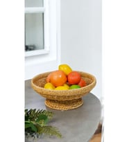 Yuvarlak 29 Cm Ayaklı Meyvelik Dekoratif Hasır Sunumluk