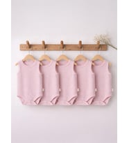 Civil Baby 5 li Organik Sıfır Kol 3-9 Ay Çıtçıtlı Badi - Pembe