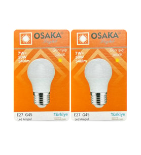 (2 Adet) Osaka 7W (50W) Sarı Işık E27 Duylu (Kalın Duy) Led Mini Ampul